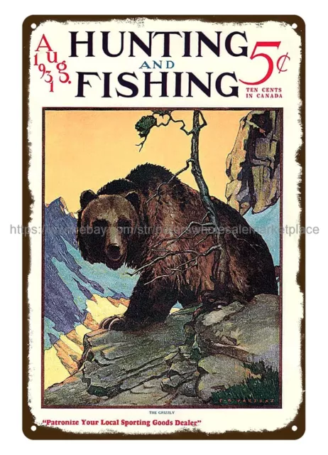 CUBIERTA DE REVISTA de caza y pesca 1936 letrero de metal estaño nuevas  ideas de habitación EUR 21,03 - PicClick ES