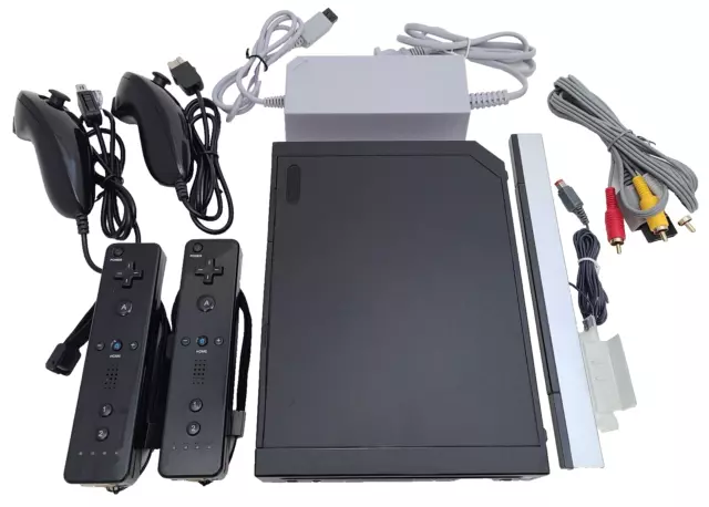 Nintendo Wii Video Game System 2 REMOTE Bundle BLACK Console + NEW ACCESSORIES