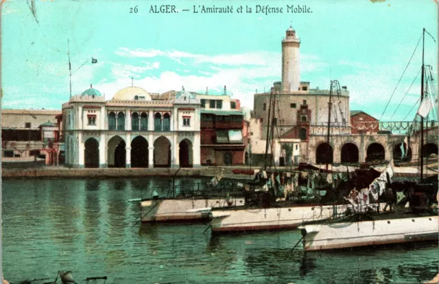 Vtg Postcard 1910 Algeria Alger Algers The Admiralty and Mobile Defense