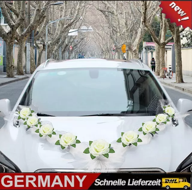 Autoschmuck Hochzeit Braut Paar Rose Deko Dekoration Auto Schmuck