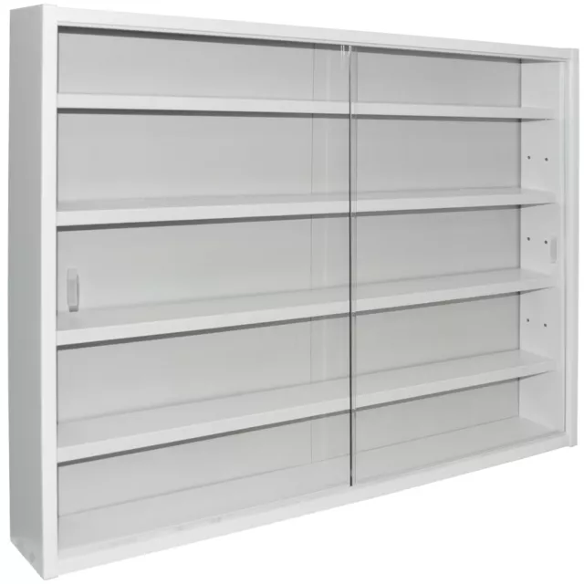 REVEAL  4 Shelf Glass Wall Collectors Display Cabinet  White MC0505