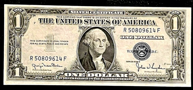 1935-D $1.00 Us Silver Certificate, Blue Seal, Crisp-Uncircu