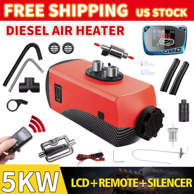 5KW 12V/24V Diesel Air Heater LCD Thermostat Quiet For Truck Boat Car RV Trailer