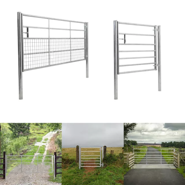 Galvanised Field Farm Equestrian Entrance Security Gate Fence Cross Bar W/Latch