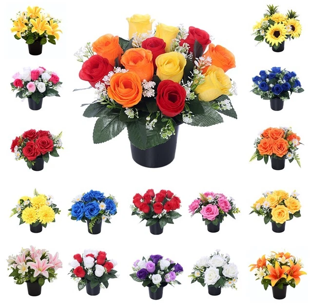 Grave Flowers - Cemetery Flowers - Artificial Flowers For Graves - Christmas pot