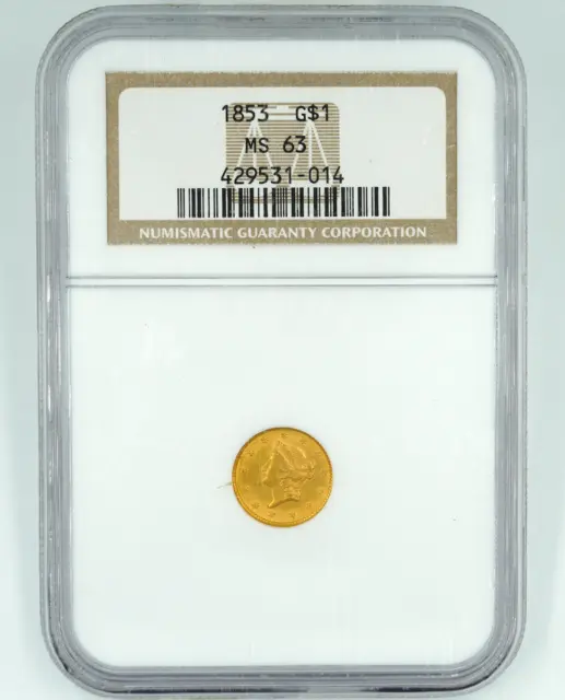 1853 NGC MS63 Gold Dollar Great Eye Appeal