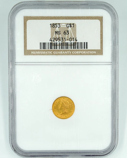 1853 NGC MS63 Gold Dollar Great Eye Appeal