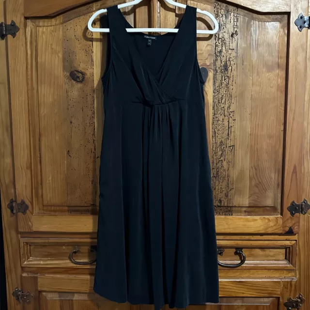 Eileen Fisher Dress Womens M Black Silk Detachable Slip Sleeveless Pockets