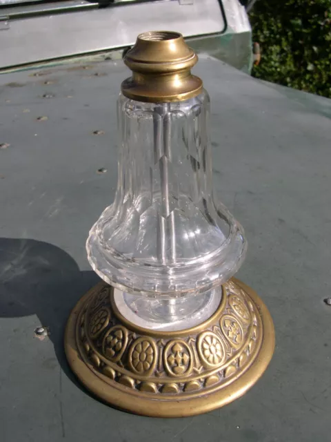 Hinks Cut Glass And Brass Heavy Column Base For Duplex Kerosene Oil Lamp