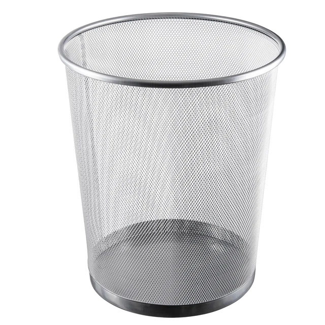 Ybm Home Silver Steel Mesh Round Open Top Waste Basket Wire Silver