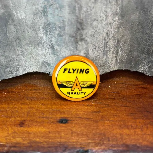 Vintage FLYING "A" Tide Water Oil Co Celluloid PIN BUTTON  Advertising Gas & Oil
