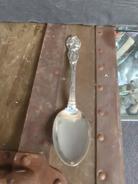 antique art nouveau easter Lily Sterling Silver Spoon