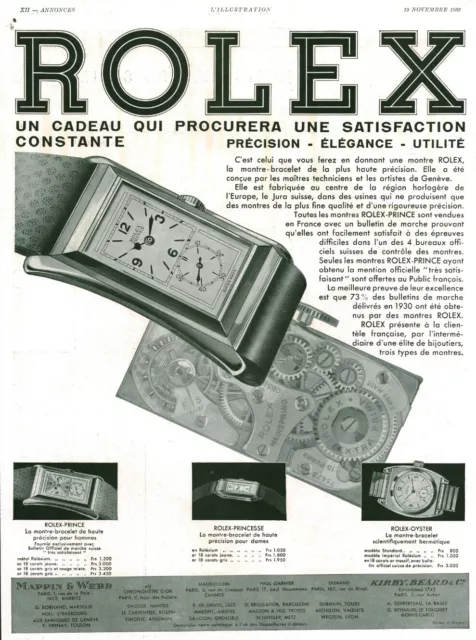 Publicité ancienne montres Rolex 1932 issue magazine