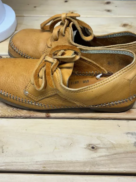 VINTAGE QUODDY DEER Leather Sz US 8.5 Moccasin Mens Boat Shoes Handmade ...