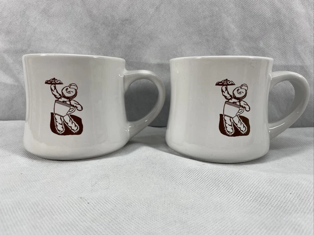 VINTAGE DUNKIN DONUTS COFFEE MUG CUP DUNKIE MAN HEAVY STONEWARE DINER STYLE 2 Pc