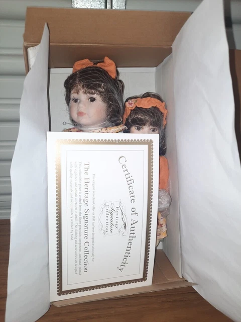 NIB Heritage Signature Collection  w/ COA Sister Dolls Lovely Porcelain Dress 3