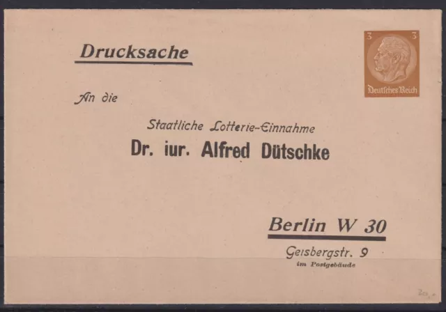 AA114) Deutsches Reich Ganzsache 3 Pfennig Hindenburg ungelaufen