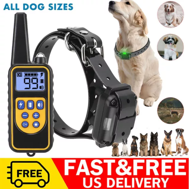 800M Remote Electric Shock Collar Pet Dog Training Anti Bark Rechargeable LCD