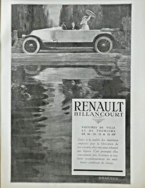 1920 Renault Billancourt Press Advertisement City & Tourism Cars