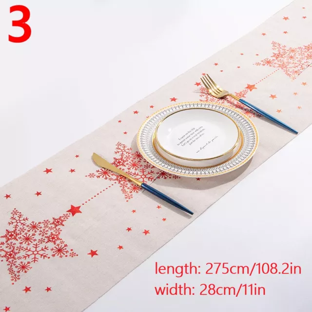 Noël Motif Imprimé Lin Long Chemin de Table Tissu Housse Cuisine Noël Décor