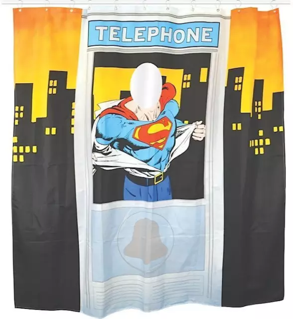 Offizielle Dc Comics Superman Telefonbox Duschvorhang Badezimmer Neu Mit Etikett