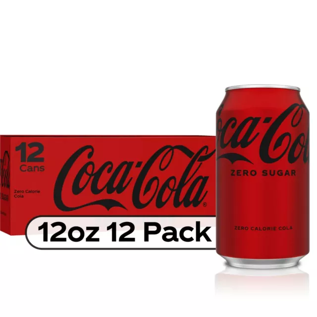 Coca-Cola Zero Sugar Soda Pop, 12 Fl Oz, 12 Pack Cans Fast Shipping