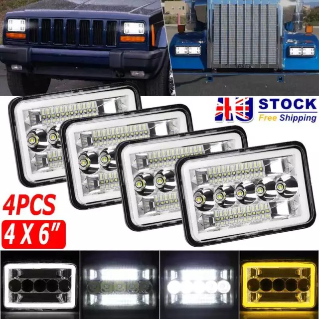 4X 4x6" LED Headlights w/DRL & Turn Light For 60/80 Series H4656/H4651/4651/4652