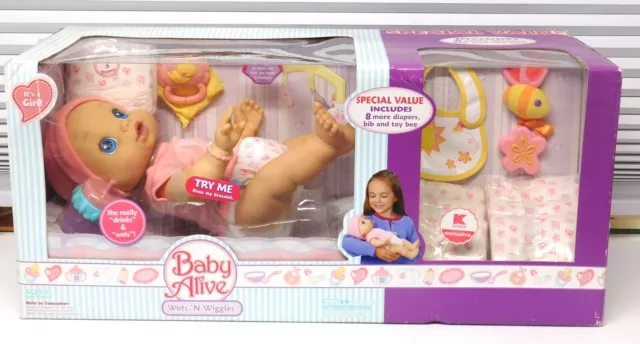 2006 New Baby Alive Wets n Wiggles Girl Newborn Extra Value Box Hasbro