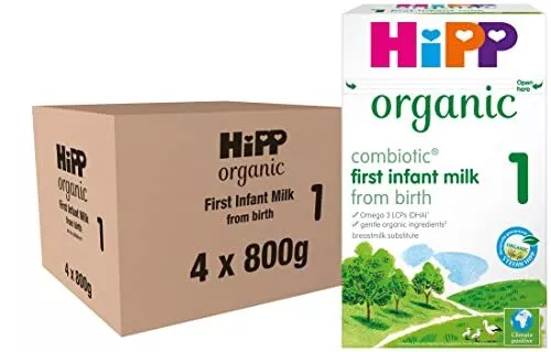 HiPP Organic 1 First Infant Baby Milk Powder Formula, From Birth, 800g (Pack of