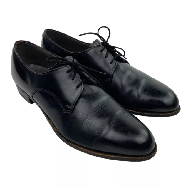 Vintage Nettleton Mens Black Leather Hard Toe Work Oxford Shoes Size 9.5 A/C