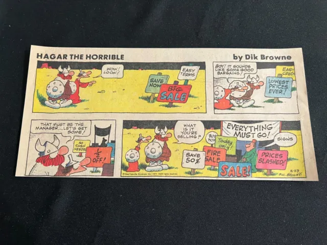 #14b HAGAR THE HORRIBLE by Dik Browne  Sunday Third Page Strip May 29, 1977