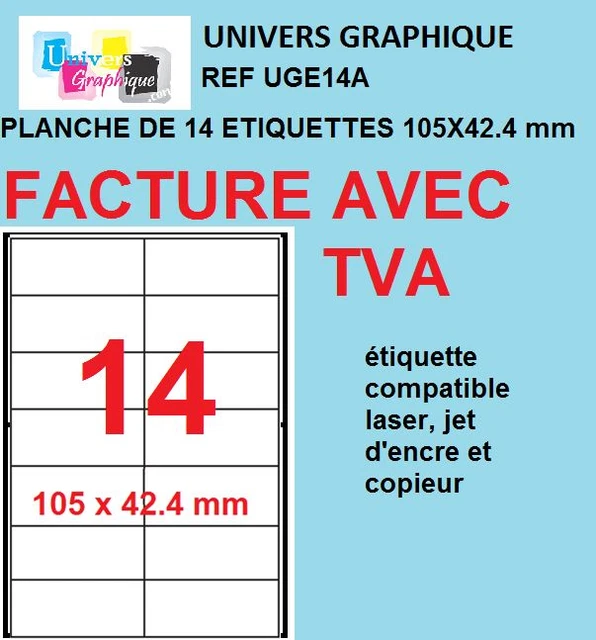 4000 étiquettes Autocollantes Blanches 99,1 X 67,7 Mm - 500 Feuilles De 8 étiquettes - Pour Imprimante Jet D'encre Et Laser - 3