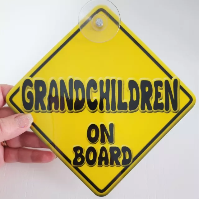 BRAND NEW   YELLOW GRANDCHILDREN RANGE   Novelty Baby on Board Car Window Sign