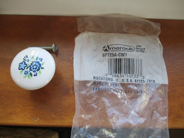 Lot De 16 Boutons Céramiques Amerock Bp725A-Cw1 Blanc Avec Fleurs Bleues