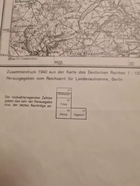 Landkarte Deutsches Reich Großblatt 13 Danzig Putzig 1940 Reichsamt Berlin 3