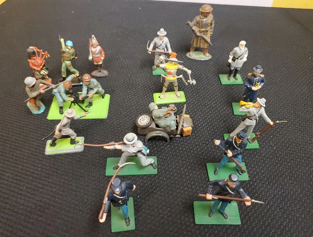VINTAGE BRITAINS  BLUE BOX DIE-CAST And PLASTIC CIVIL WAR SOLDIERS LOT