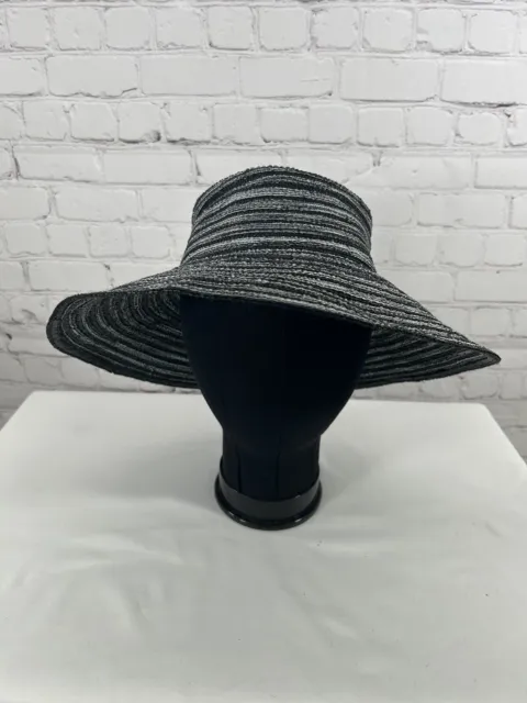 Nordstrom Black White Straw Blend Floppy Sun Hat Women’s One Size Made In Italy