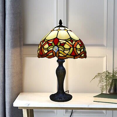 Tiffany Table Lamp Antique Style 10 inch Handcrafted Design Shade Bulb Multi