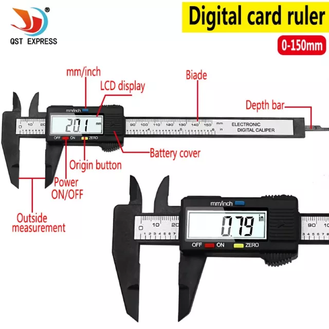 LCD Digital Vernier Caliper 150mm/6Inch 0.01mm Stainless Slide Caliper