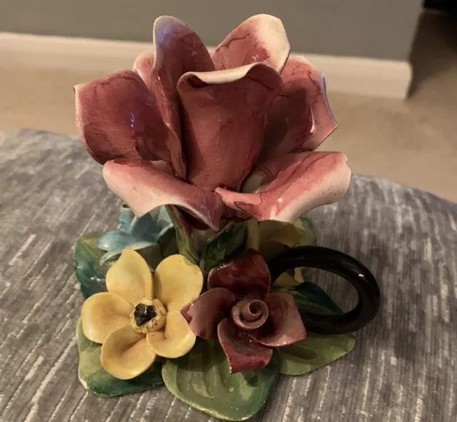 Vintage schöner Blumen Capodimonte Kerzenhalter Top Zustand!