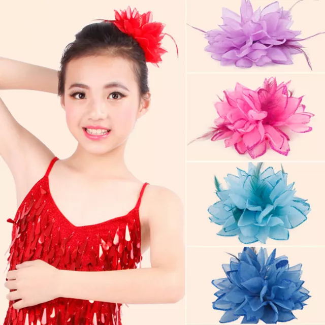 Girls Chiffon Fabric Flower Hair Clips Grips Slides Ponytail Hair Bobbles Pin:da 2