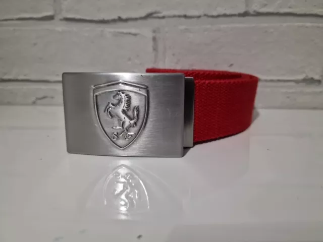CINTURA FERRARI PUMA Scuderia Regolabile Argento Rosso Retro