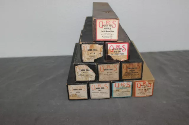 Vintage QRS Player Piano Word Rolls Lot of 10