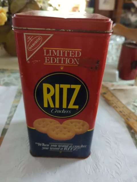 Vintage 1987 Nabisco Ritz Crackers Limited Edition Tin Canister 8.75”