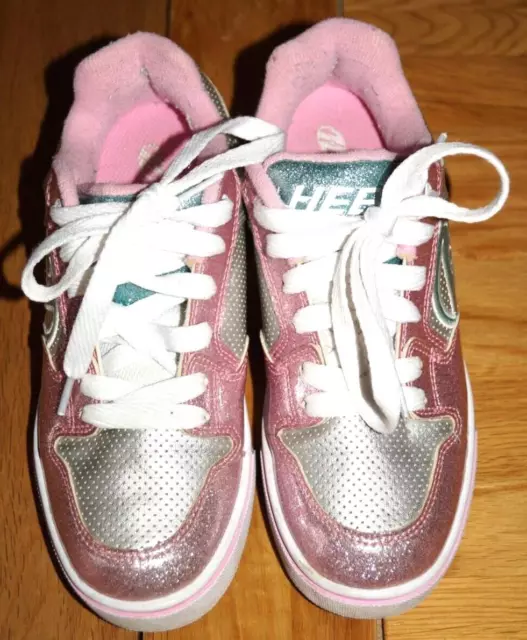Heelys Motion Plus Pink /Blue Glitter Girls 1 Wheel Skate Trainer Shoes UK 3