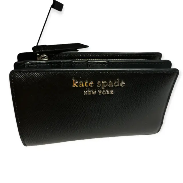 Kate Spade New York Medium Bifold Wallet *Black* Saffiano Leather 2