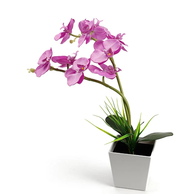 Orchidea Artificiale 45cm - Fiori Seta Realistici Con Vaso Per Decorazione Casa - Foto 4