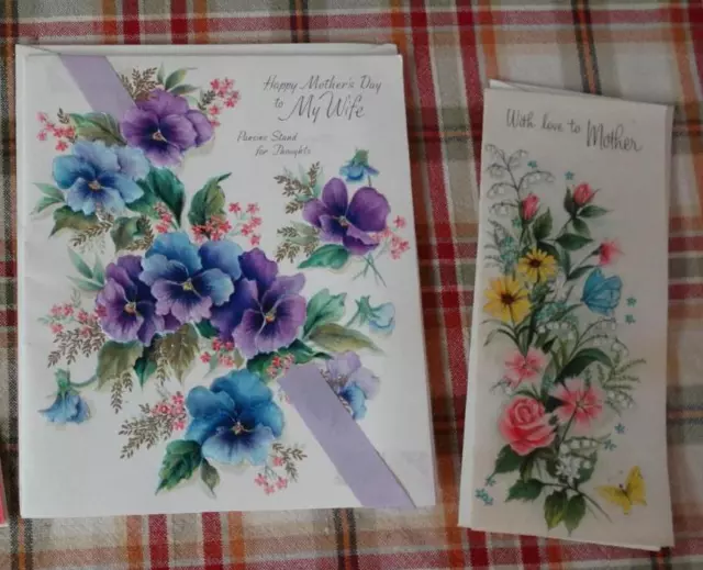 Lot of 2 Vintage UNUSED Hallmark Greeting Cards Mothers Day - Mom & Wife 1960s