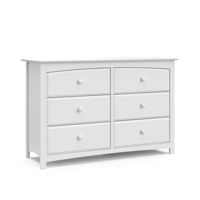 Kenton 6 Drawer Double Dresser (White) for Kids Bedroom, Nursery Dresser Organiz