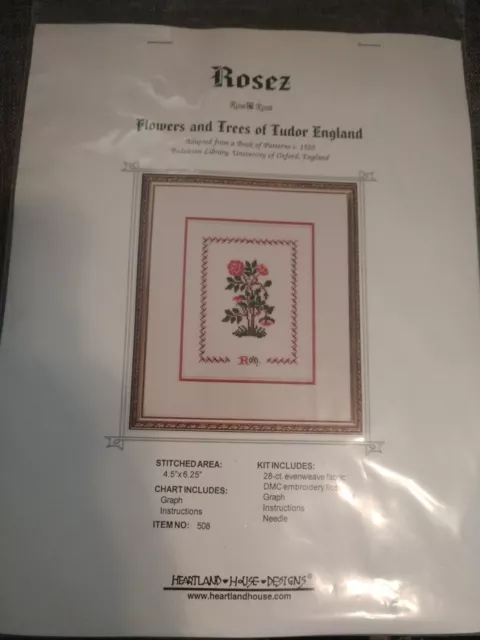 Heartland House Designs Rose cross stitch kit NEW